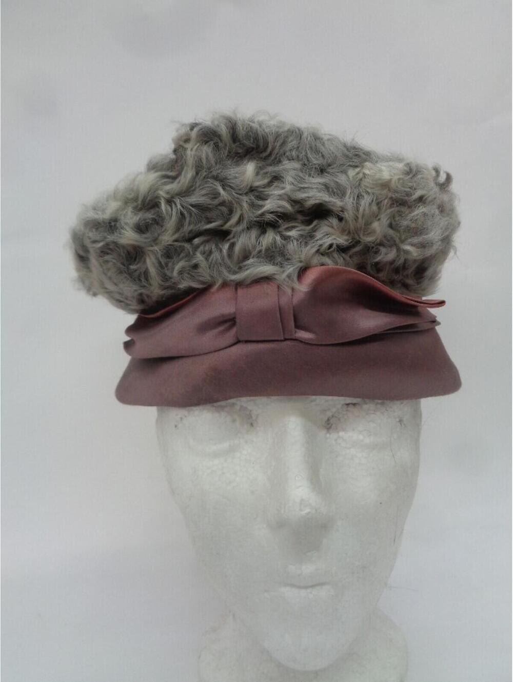 SCRAP ITEM: GRAY ASTRAKHAN LAMB FUR HAT